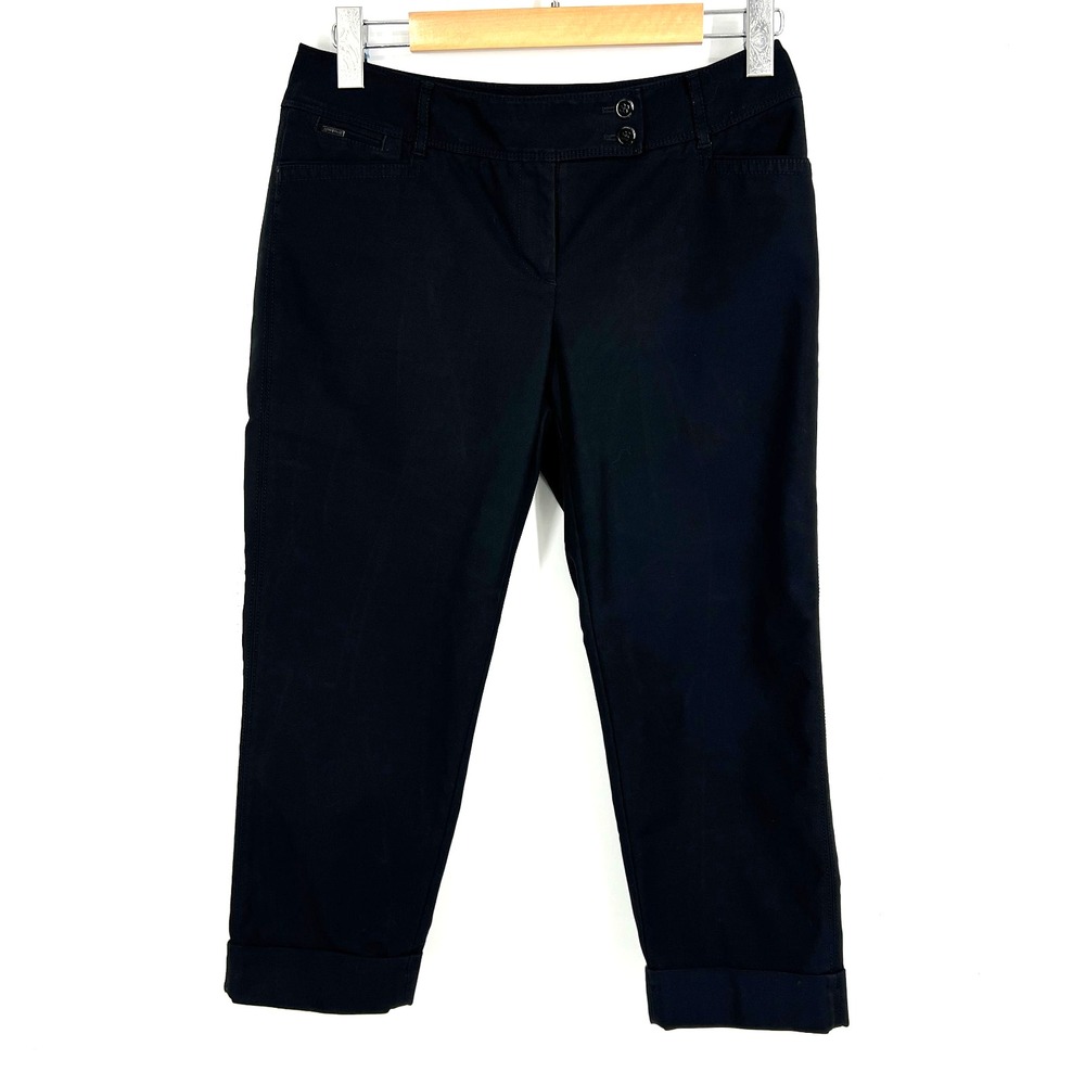 White House Black Market Perfect Form Slim Ankle Pants 6 Black Cropped Hem Capri